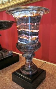 Majestic Blue John vase in the formal dining room at Chatsworth