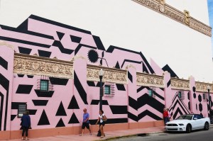 'Dazzle' camouflage inspired mural at The Wolfsonian