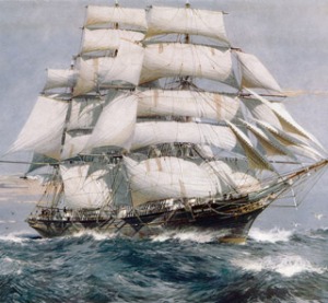 An artist's rendition of the Cutty Sark